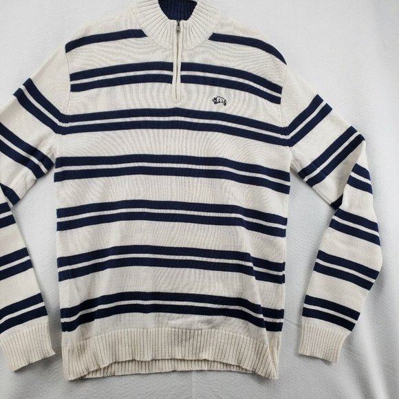 AMERICAN RAG Sweater Men's Long Sleeve Striped 1/4 Zip Pullover White Large - Picture 6 of 12